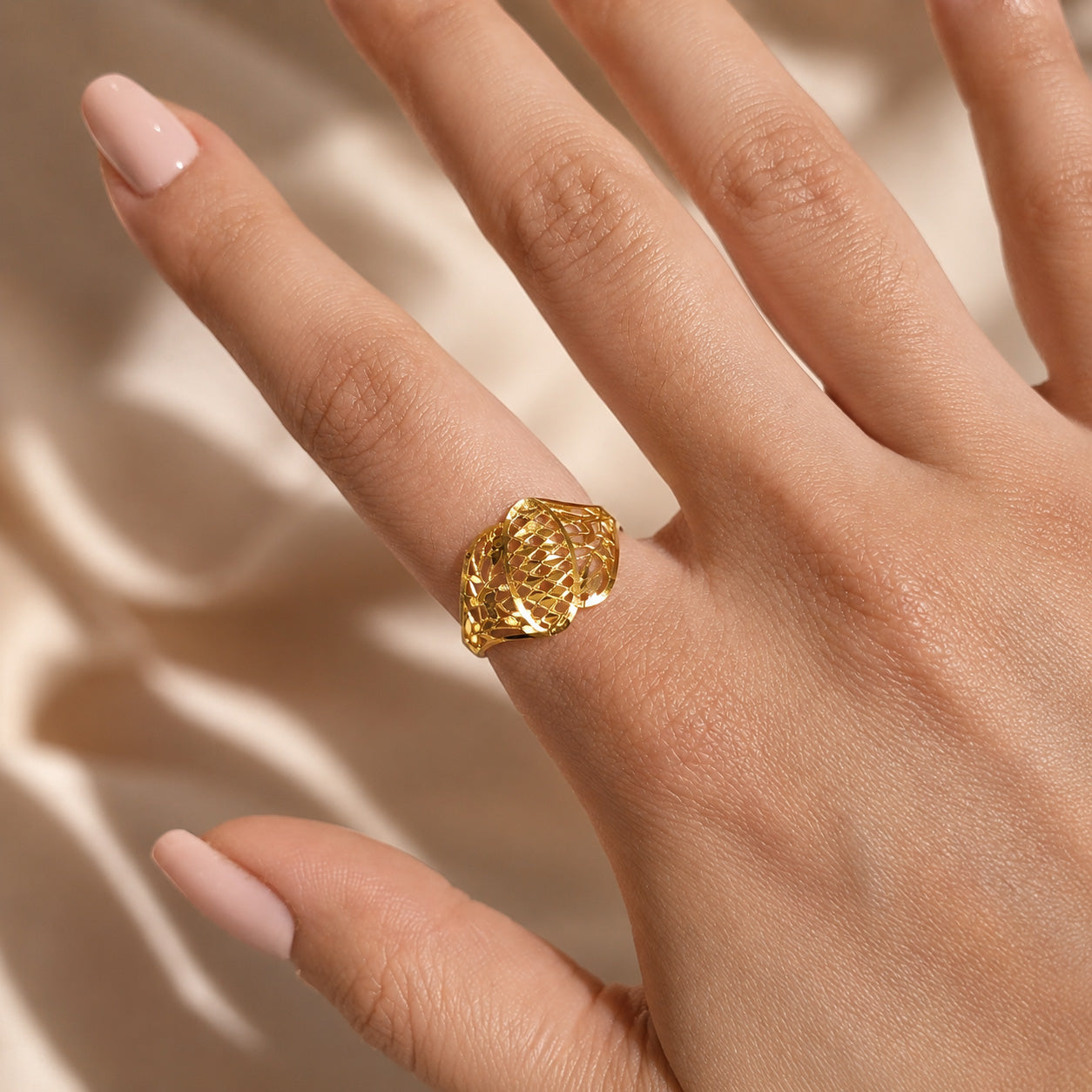 22K Gold Openwork Mesh Ring