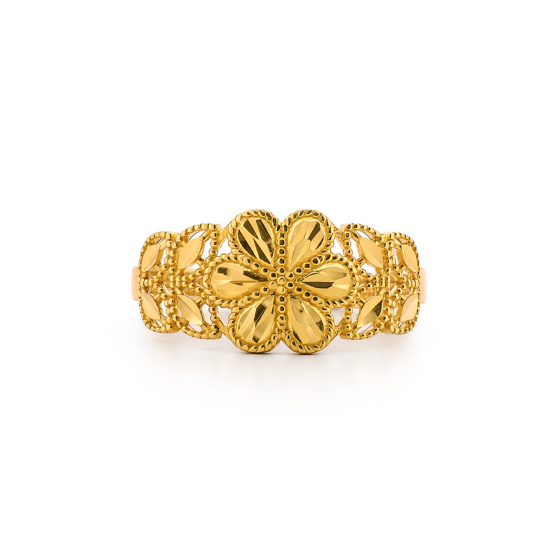 22K Gold Floral Filigree Ring