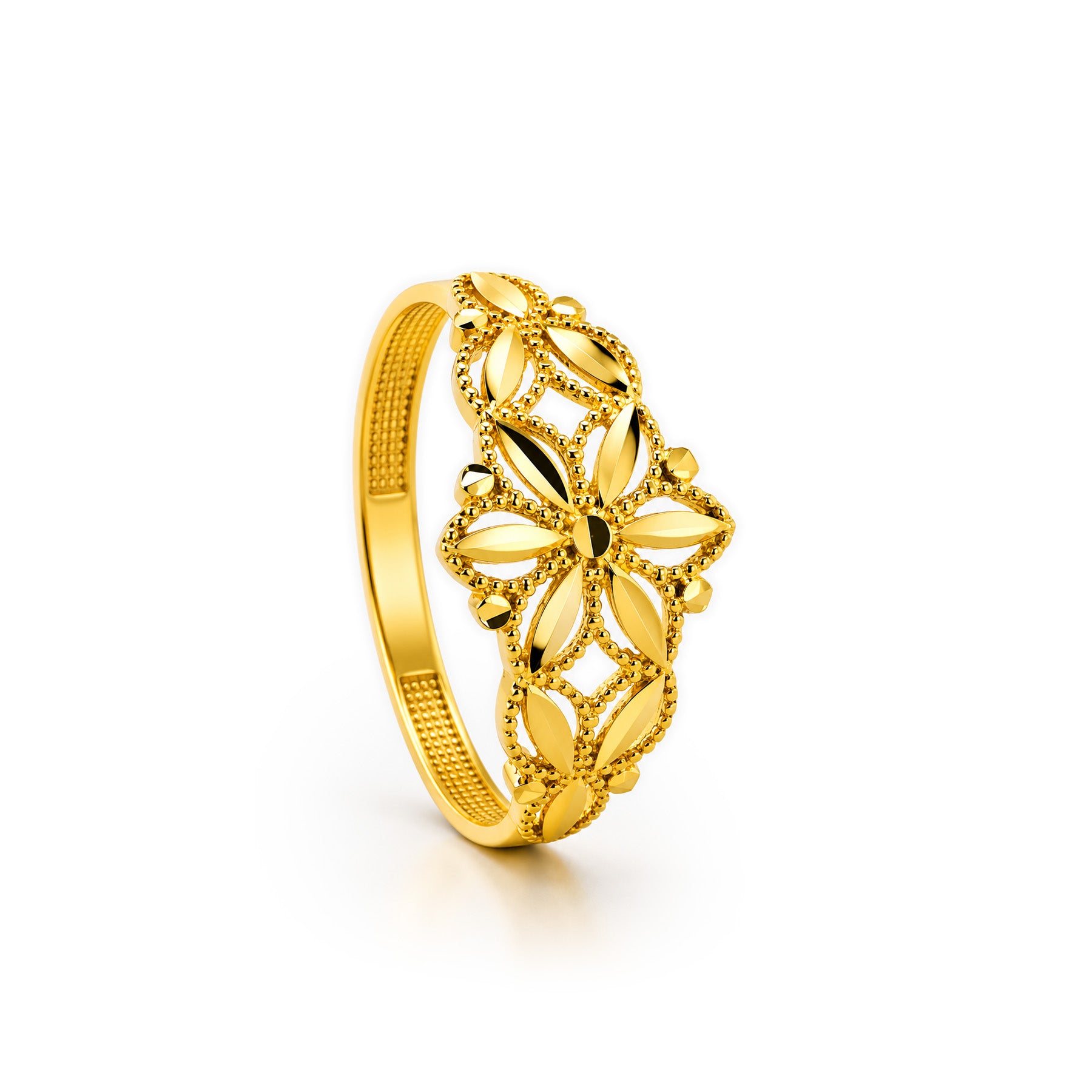 22K Gold Marquise Floral Ring