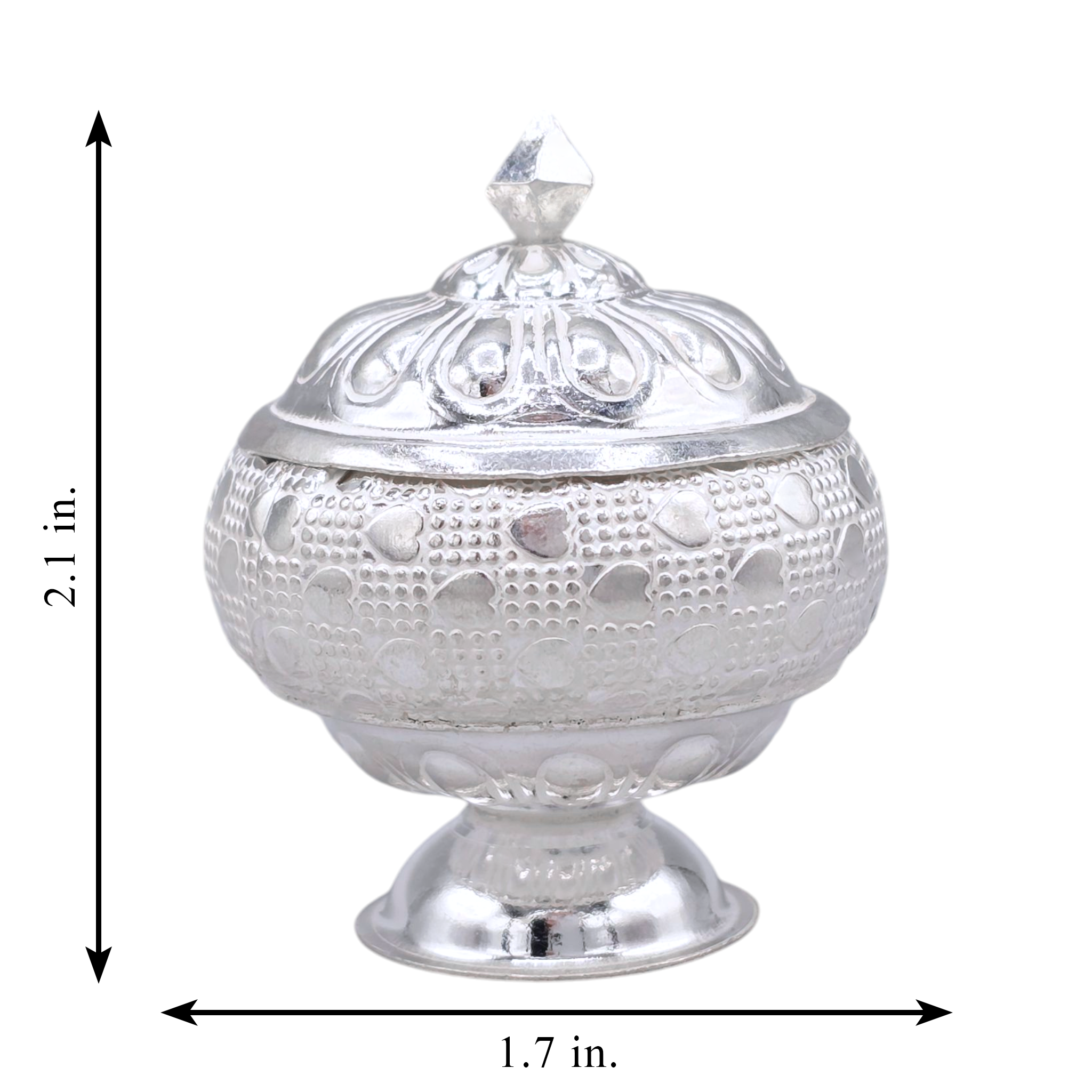 Silver Heart Design Kumkum Box