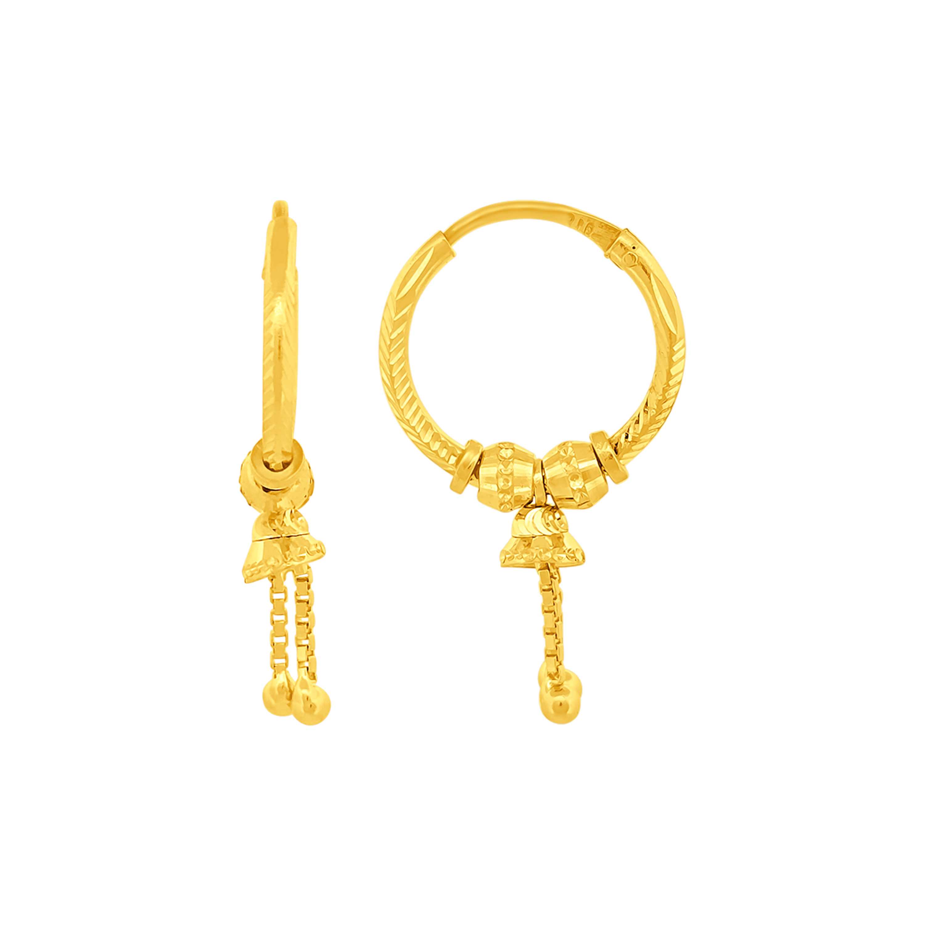 22K Gold Exquisite Hoop Earrings