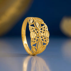 22K Gold Leaf Filigree Ring