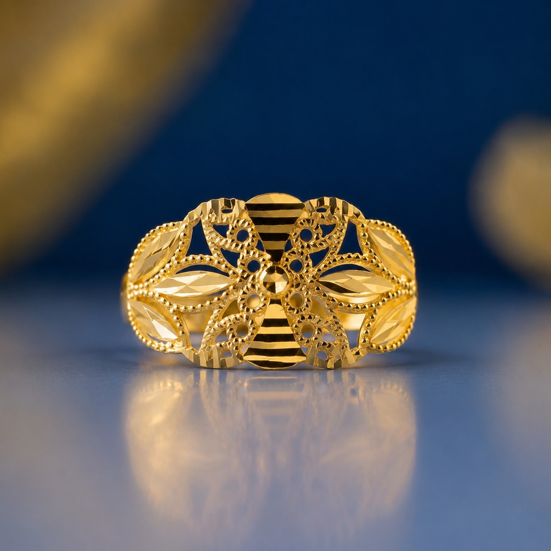 22K Gold Leaf Filigree Ring