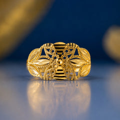 22K Gold Leaf Filigree Ring