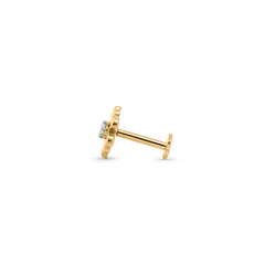 18K Gold Floral Diamond Nose Pin