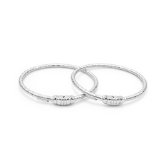 Silver Classic Textured Baby Kadas - Set of 2