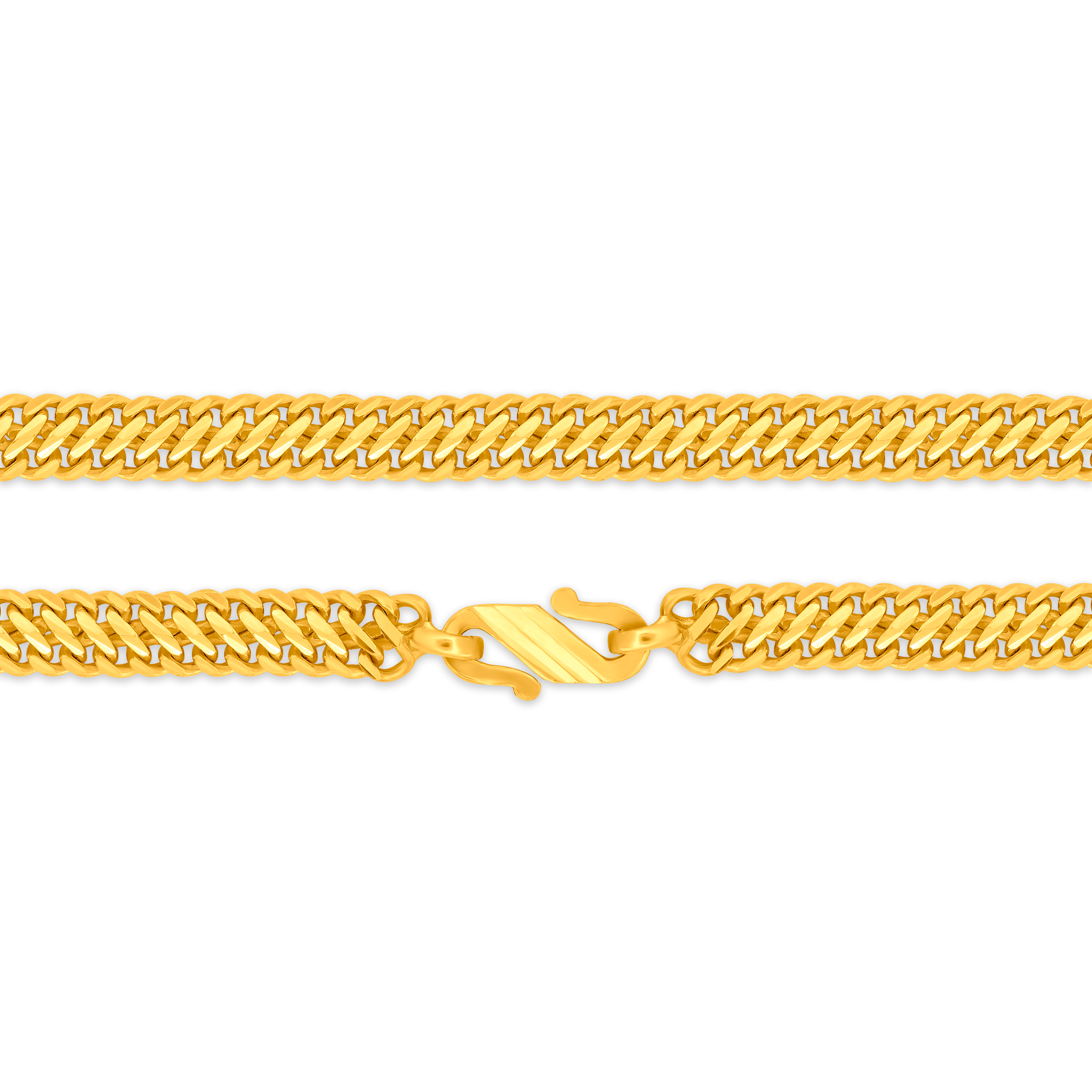 22K Gold Sleek Handmade V Chain - 18"