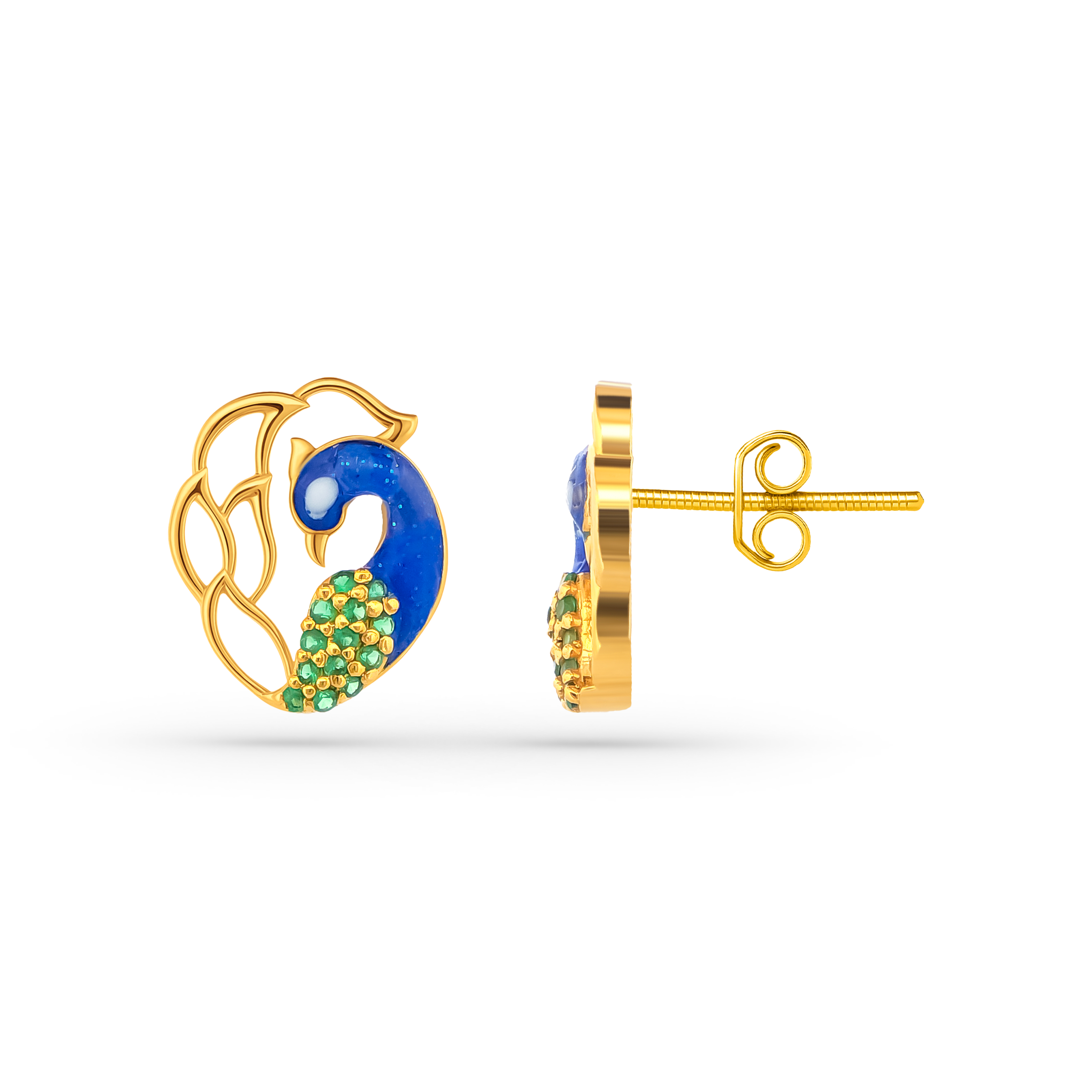 22K Gold Peacock Necklace & Earrings Set