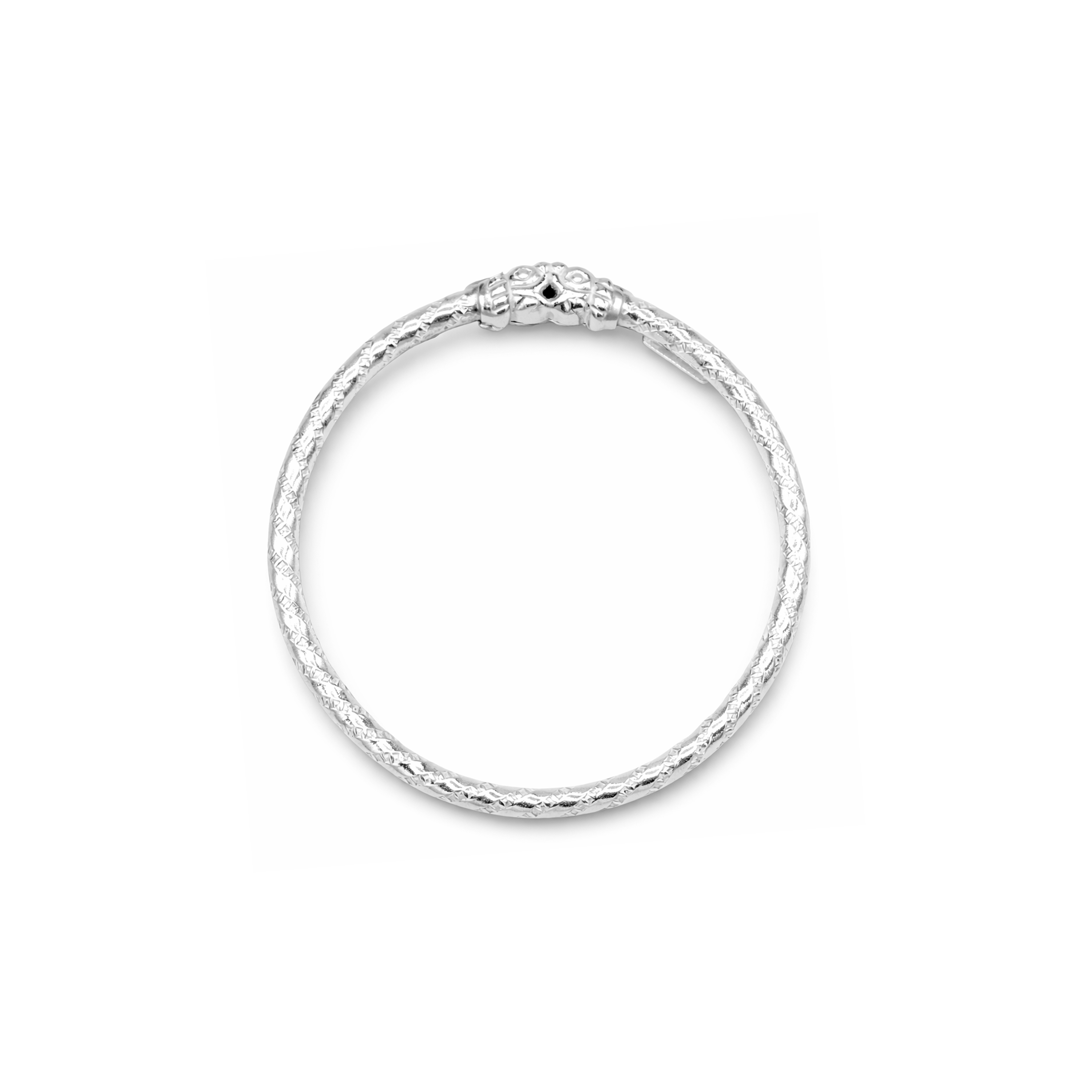 Silver Classic Textured Baby Kadas - Set of 2