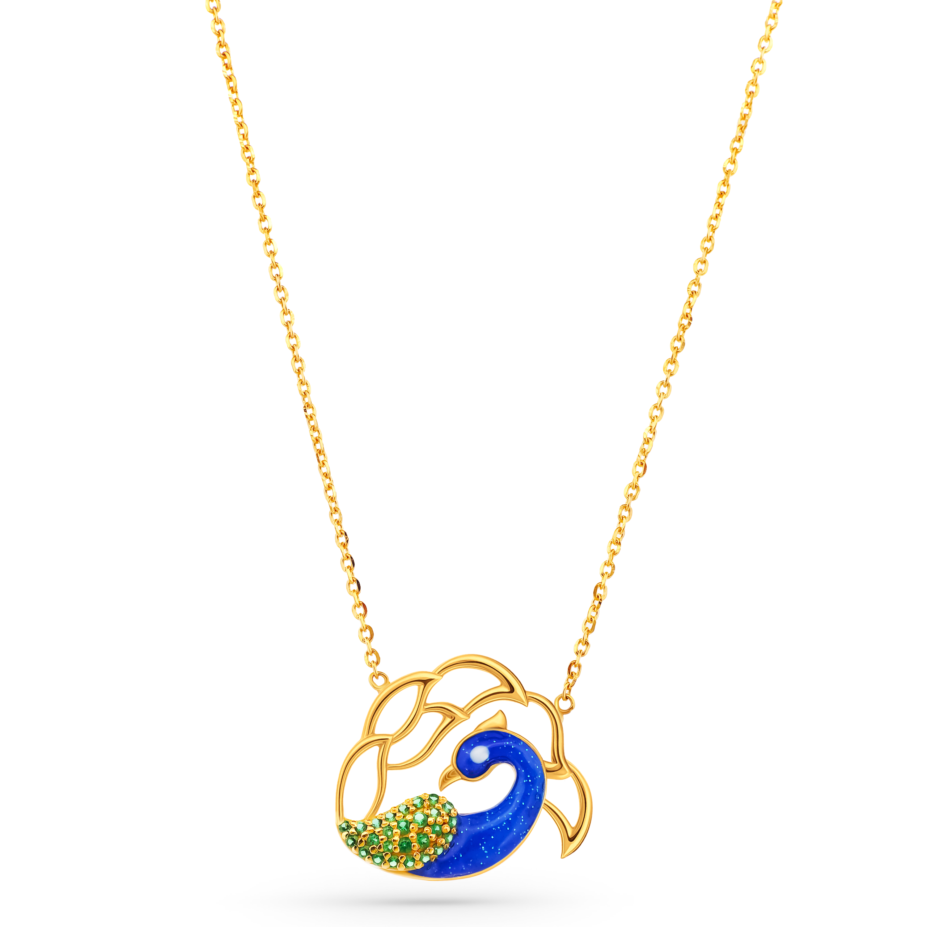 22K Gold Peacock Necklace & Earrings Set