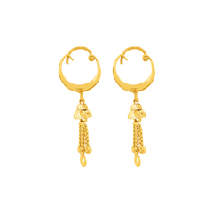 22K Gold Hoop Earrings with Layered Dangle