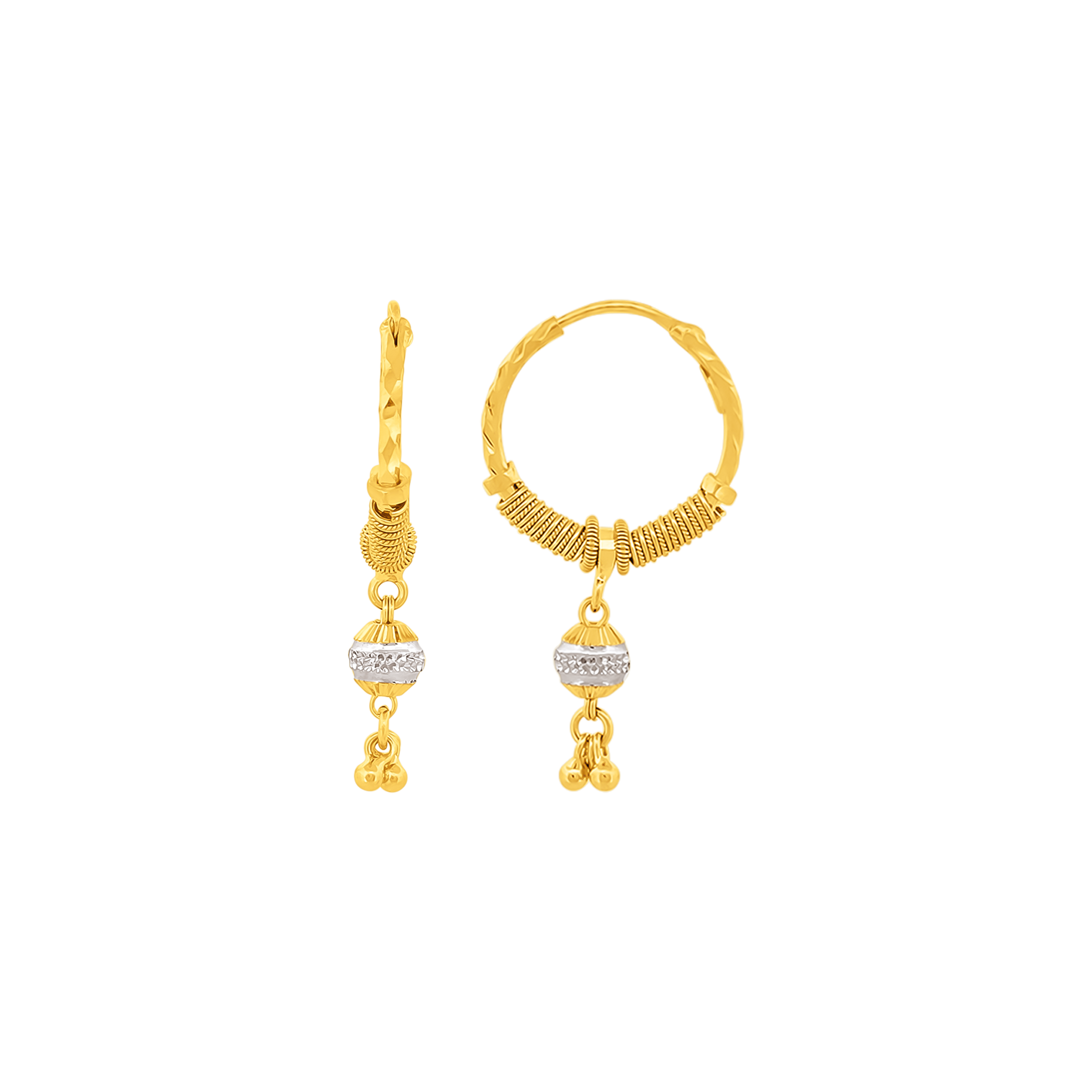 22K Gold Radiant Hoops Earrings