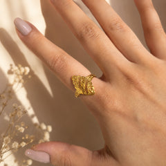 22K Gold Geometric Filigree Ring
