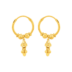 22K Gold Hoop Earrings with Ornate Dangling