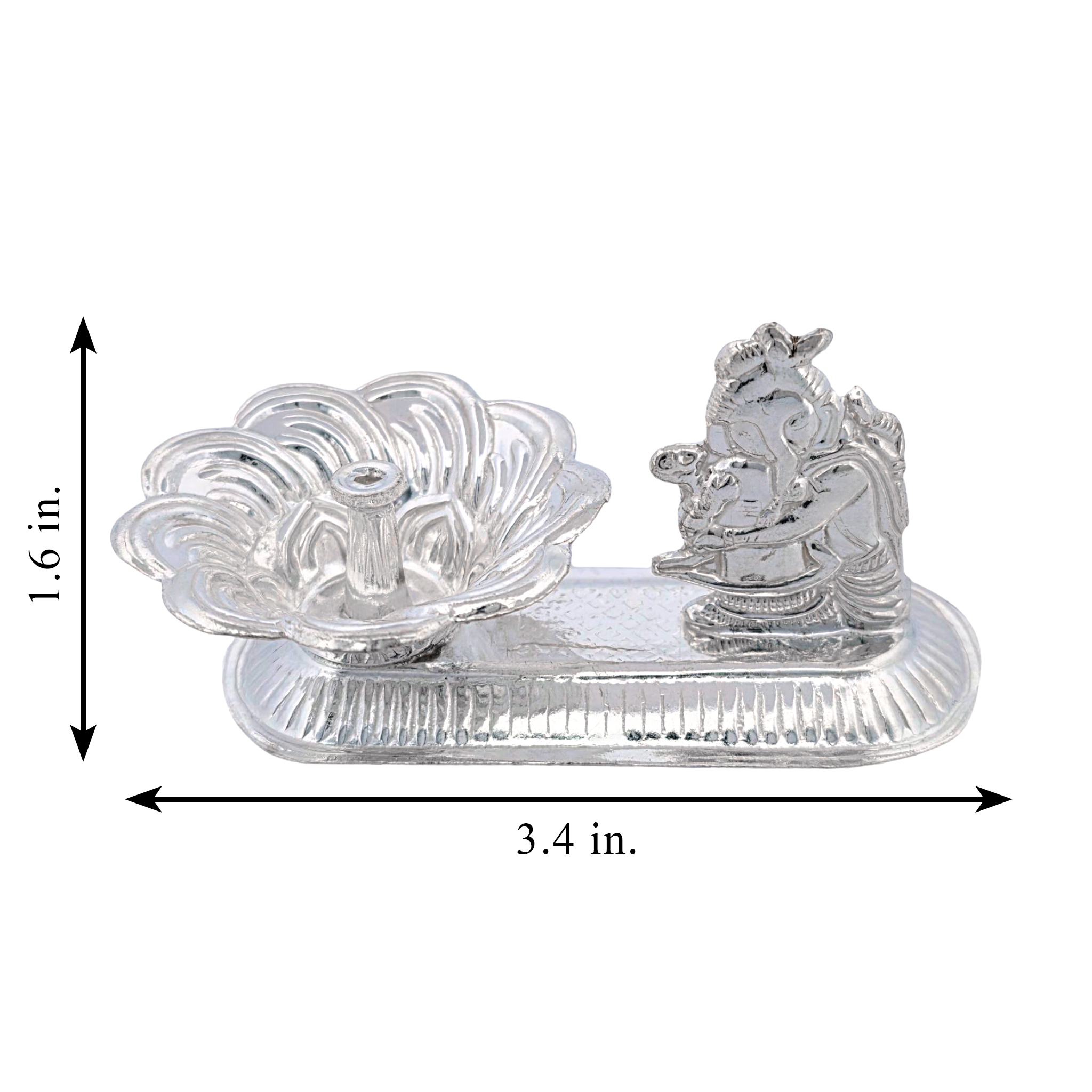 Silver Ganesha Diya Stand