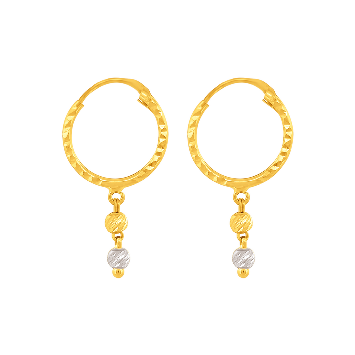 22K Gold Elegant Hoop Earrings with Dual-Tone