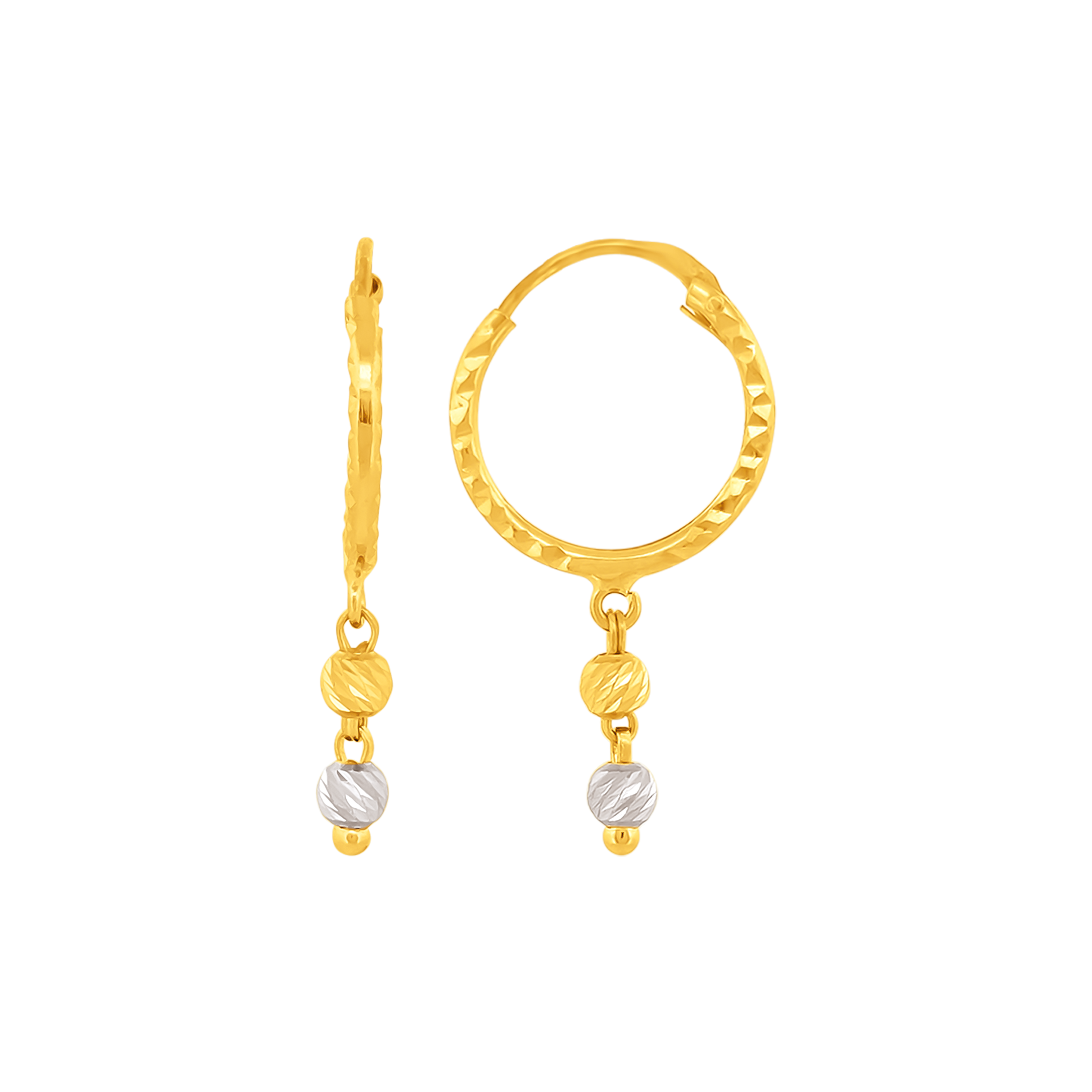 22K Gold Elegant Hoop Earrings with Dual-Tone