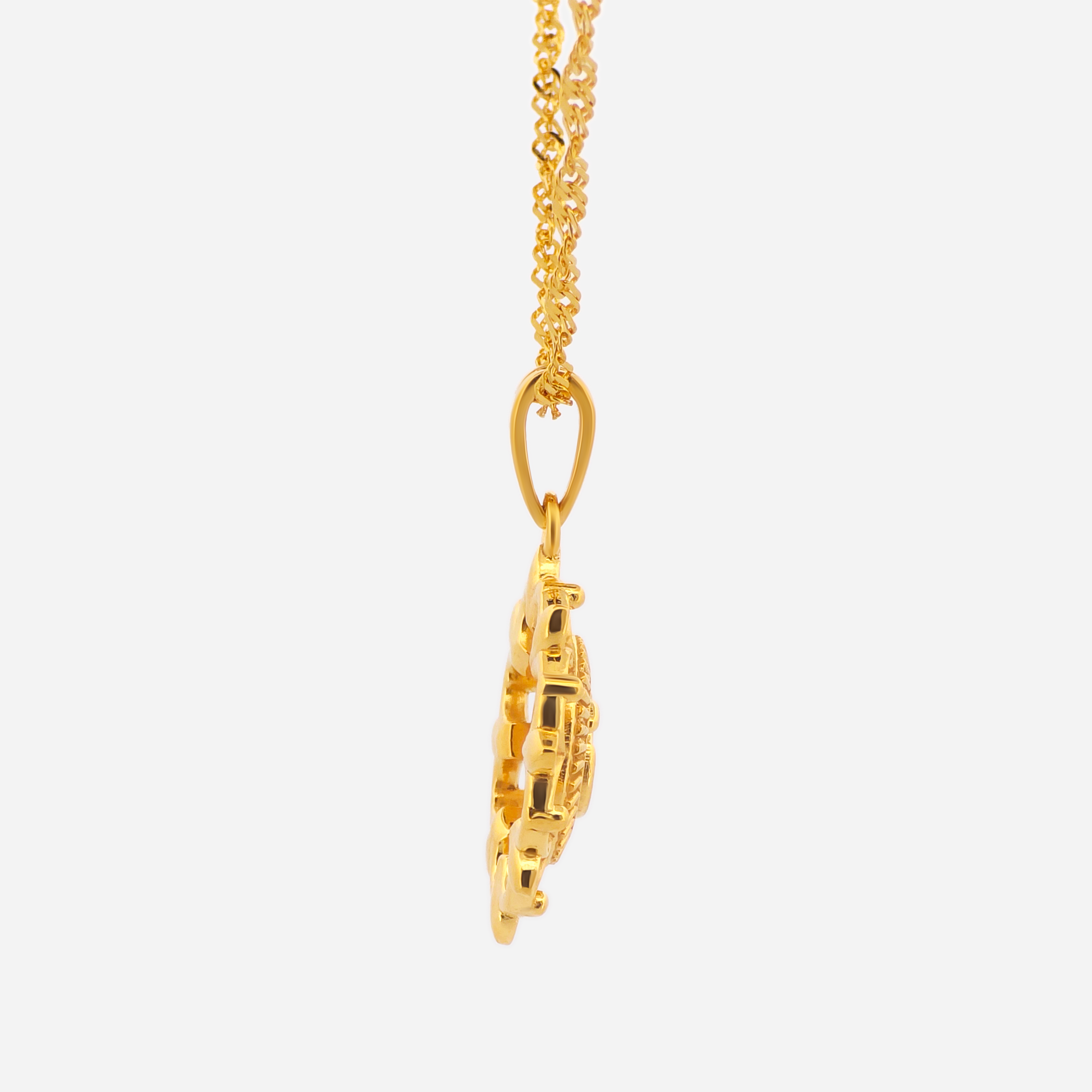 22K Gold Floral OM Pendant