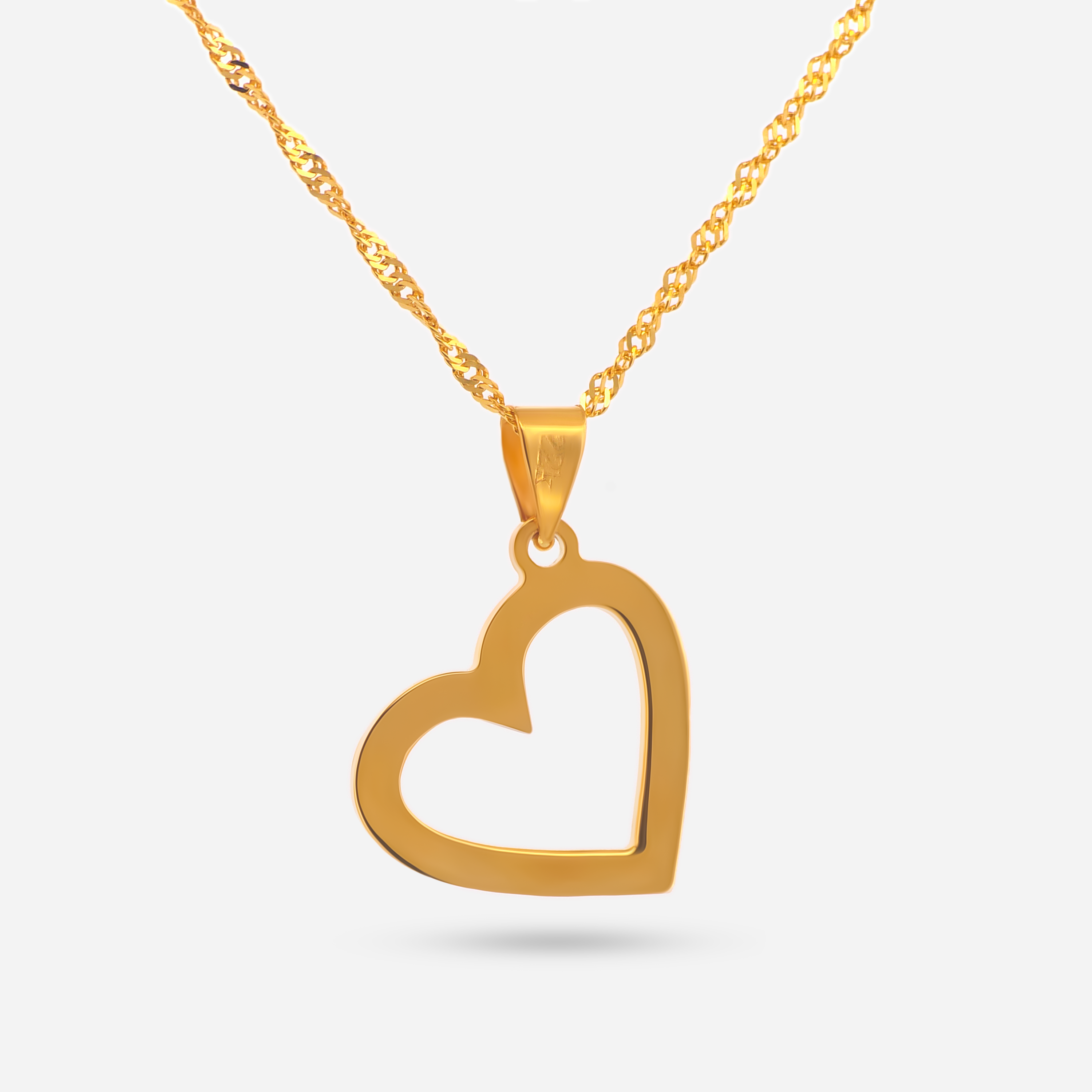 22K Gold Angled Heart Pendant