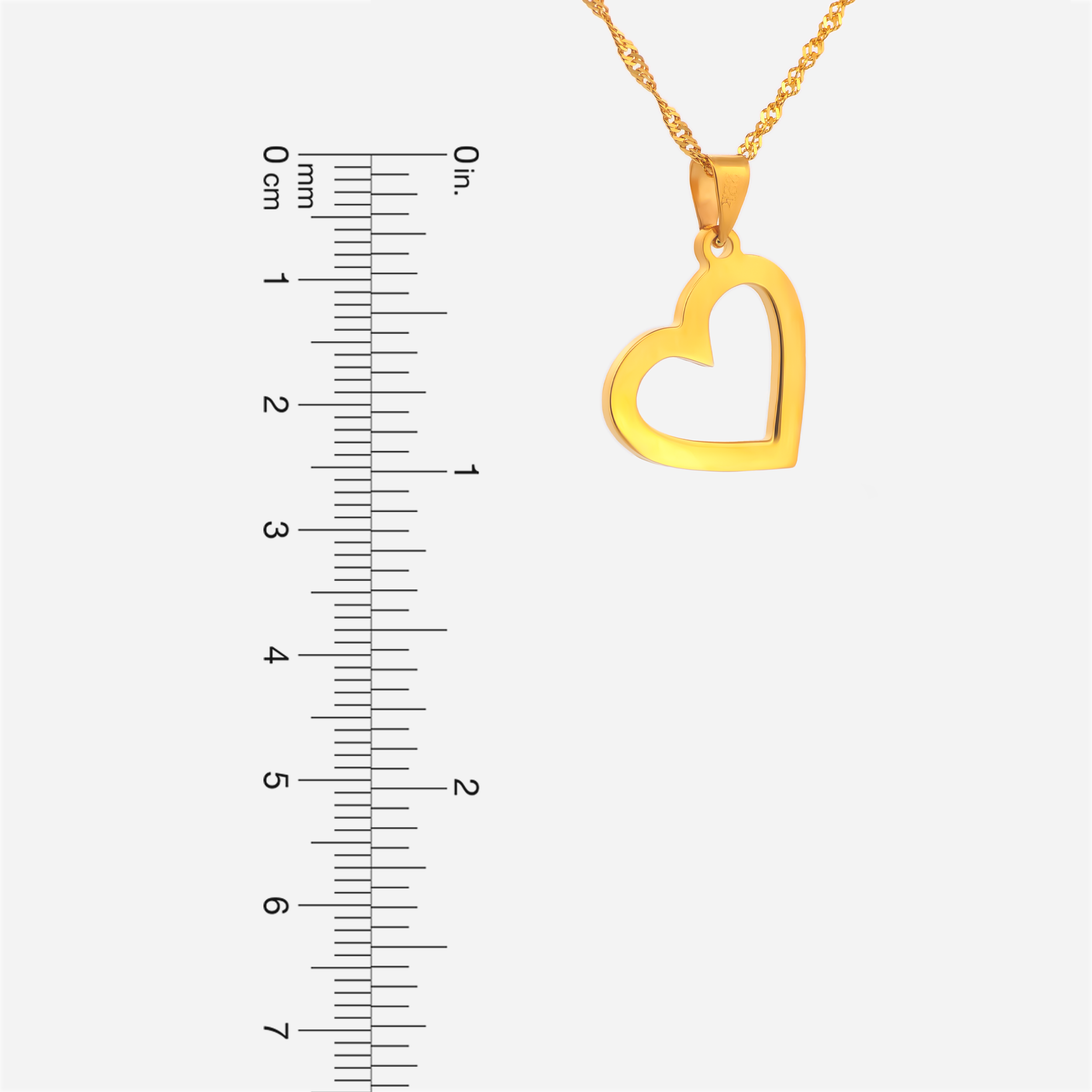 22K Gold Angled Heart Pendant