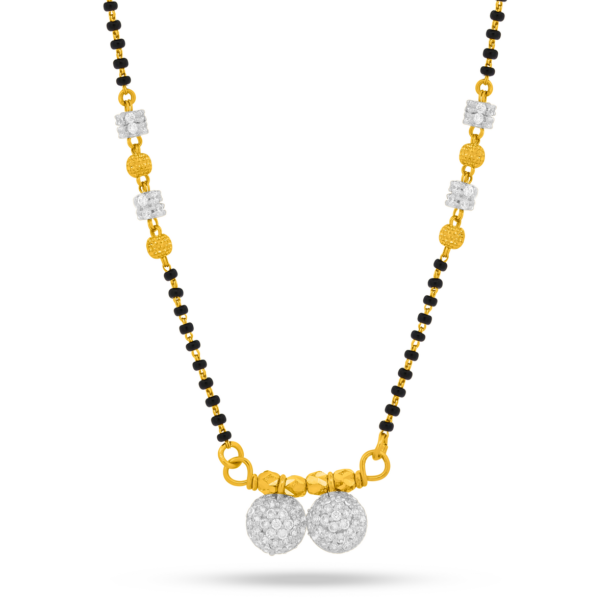 22K Gold Radiant Dual-Sphere Mangalsutra Necklace