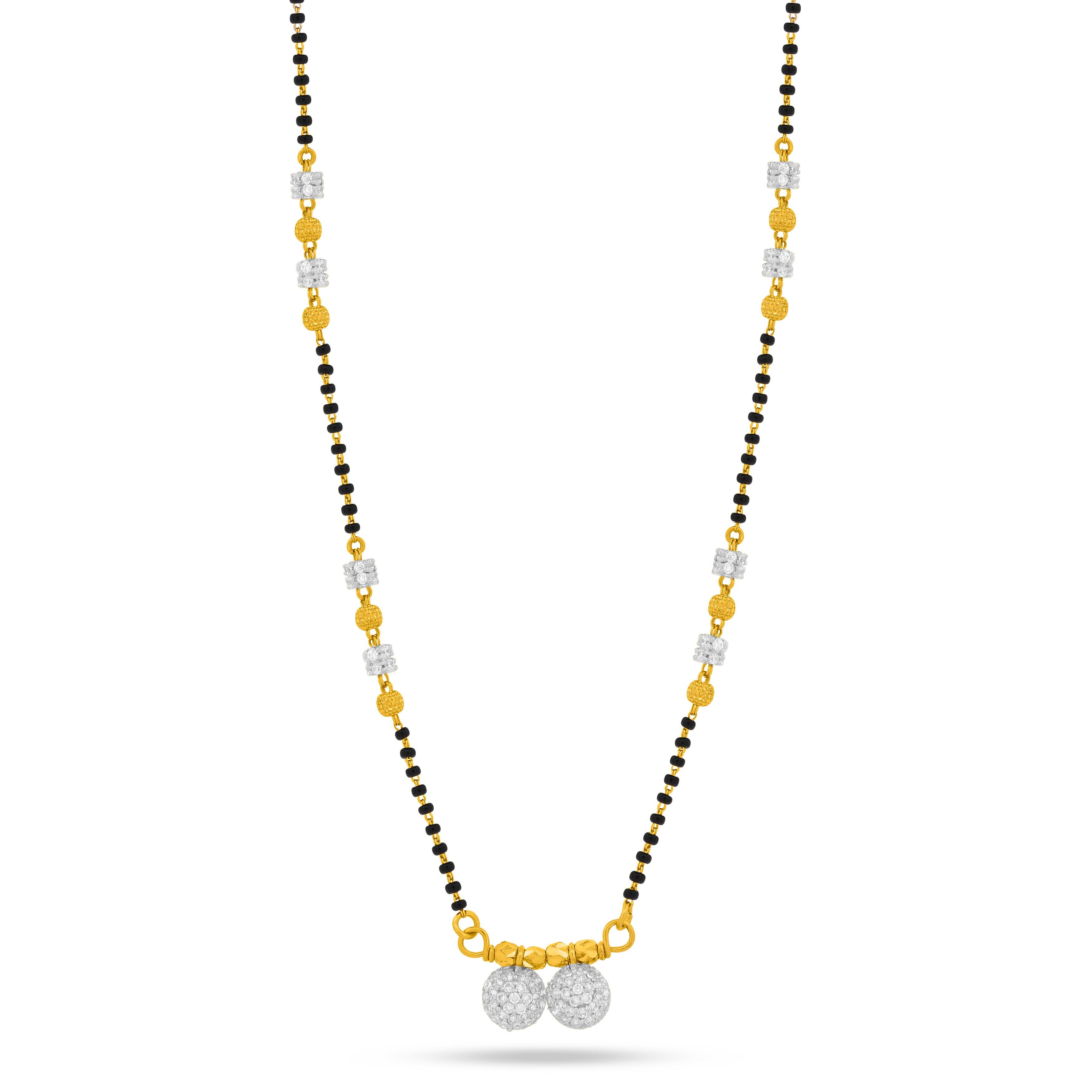 22K Gold Radiant Dual-Sphere Mangalsutra Necklace