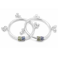 Silver Meenakari Gungroo Baby Kadas - Set of 2