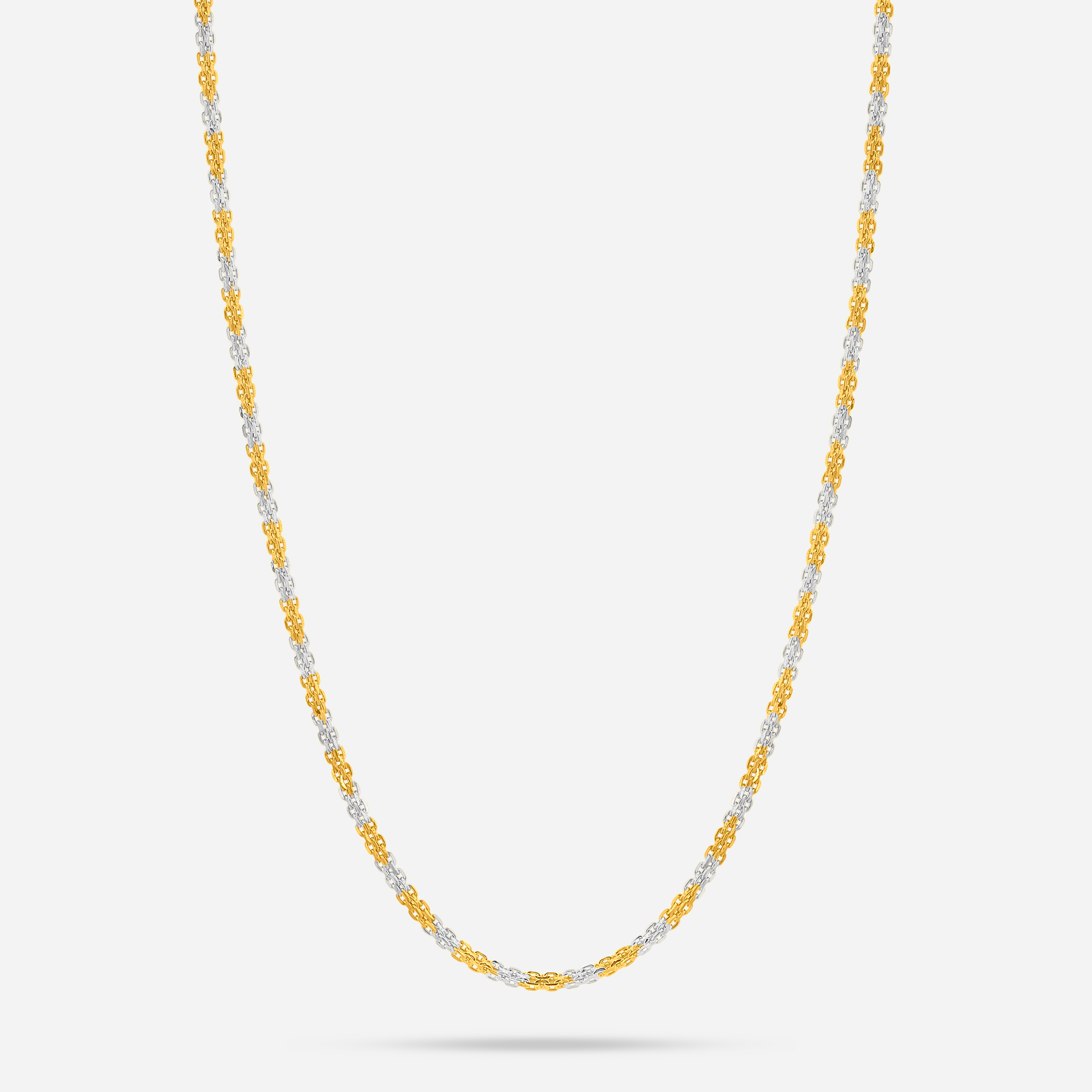 22K Gold Quad Cable Two-Tone Chain - 14"