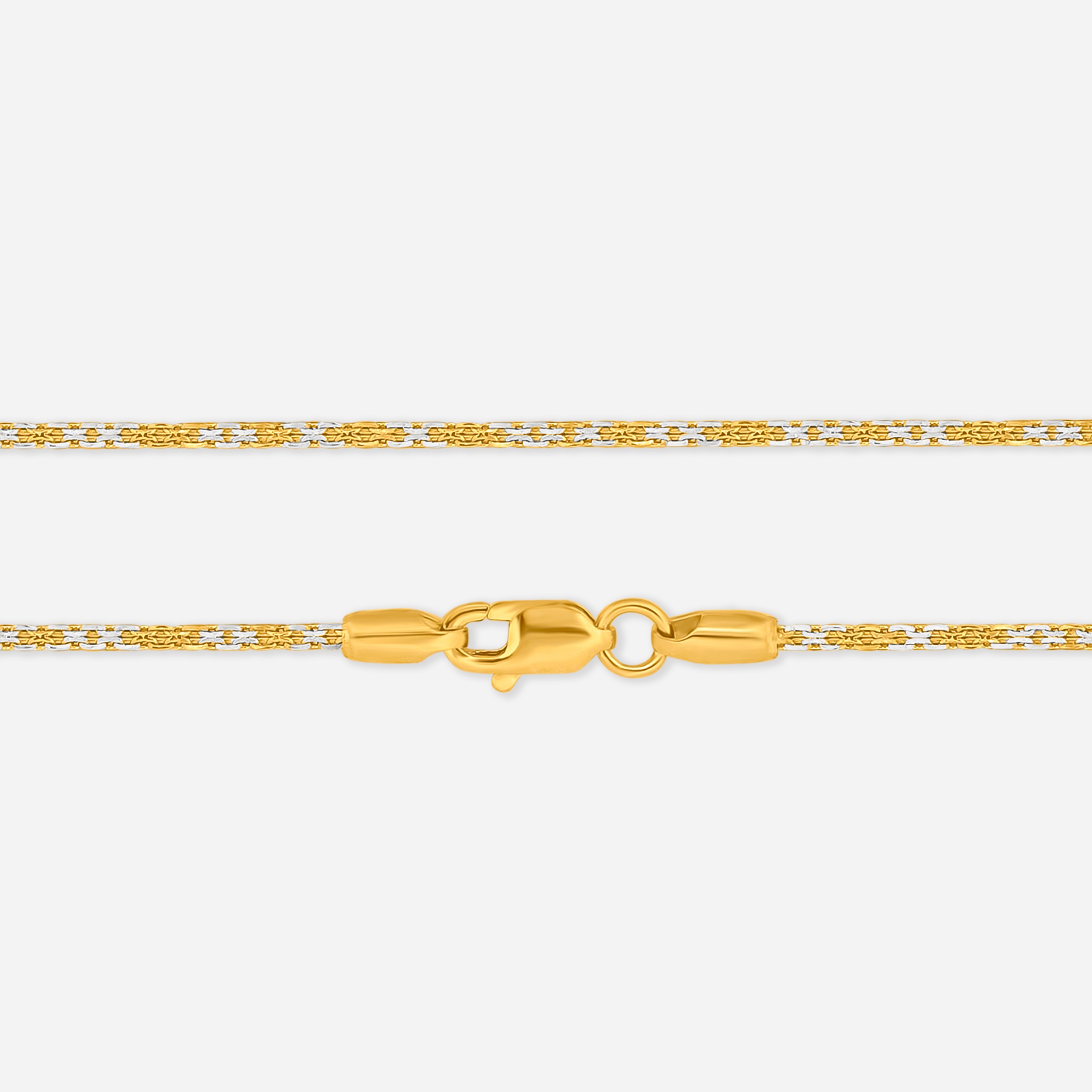 22K Gold Quad Cable Two-Tone Chain - 14"