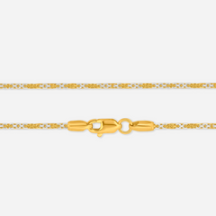 22K Gold Quad Cable Two-Tone Chain - 14"