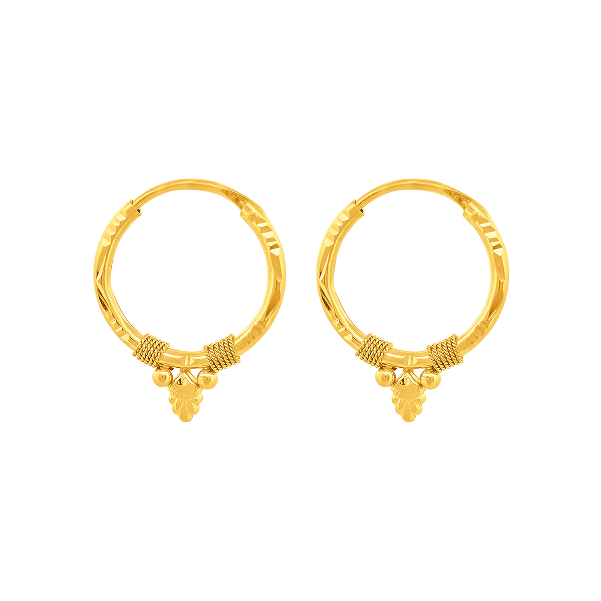 22K Gold Intricately Designed Hoop Earrings