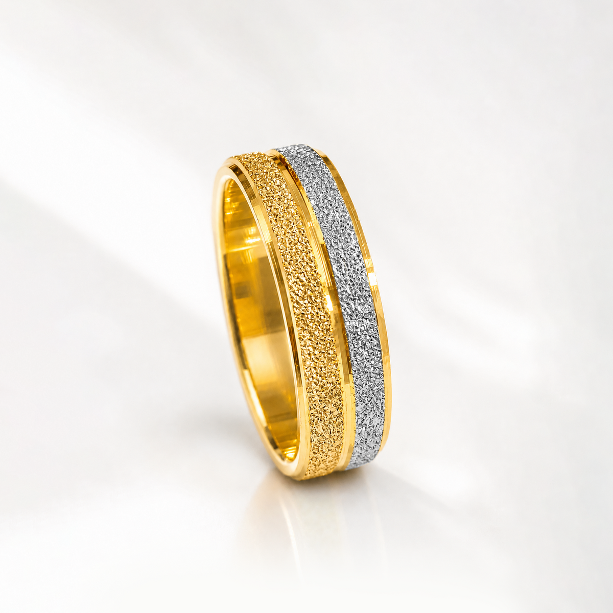 22K Gold Frosted Wedding Band