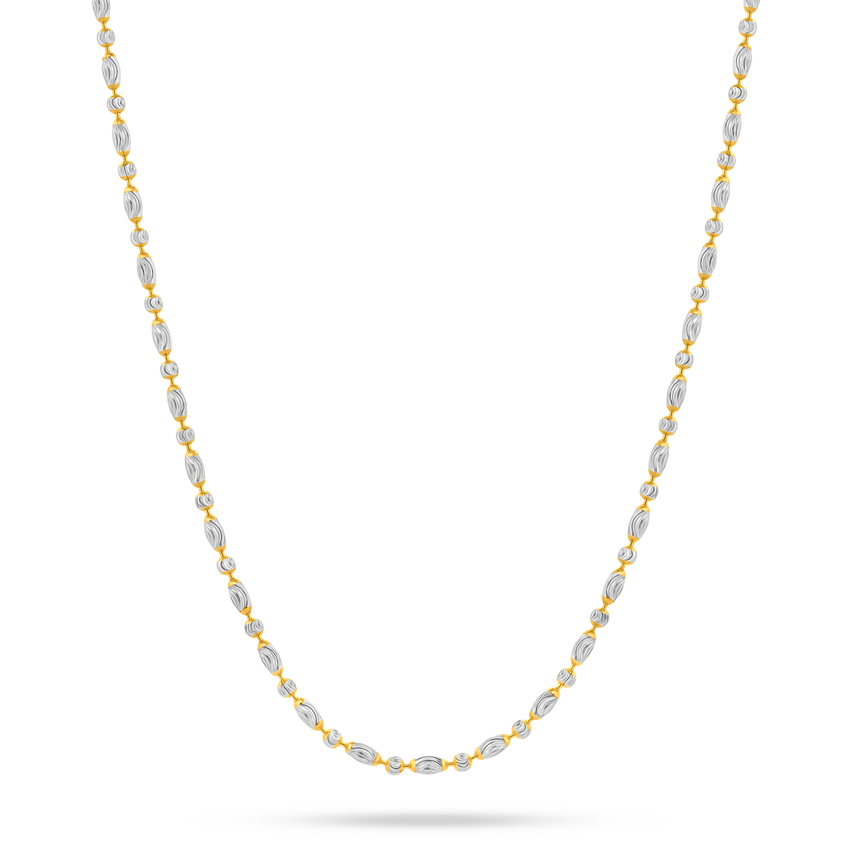 22K Gold Beaded Two-Tone Kids Chain - 14"