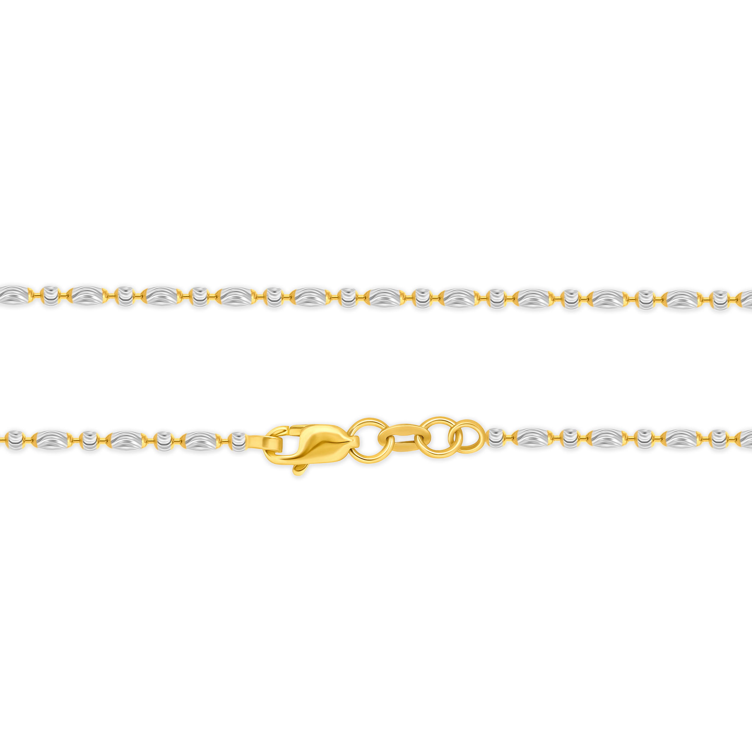 22K Gold Beaded Two-Tone Kids Chain - 14"