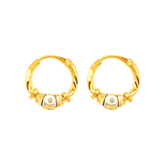 22K  Gold & Diamond Hoops Earrings