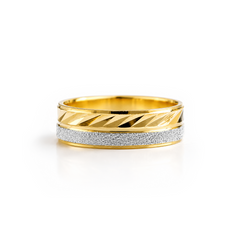 22K Gold Frosted Ridge Wedding Band