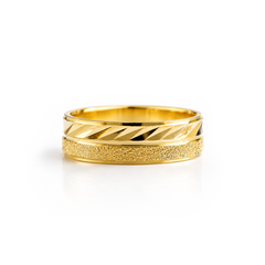 22K Gold Frosted Ridge Wedding Band