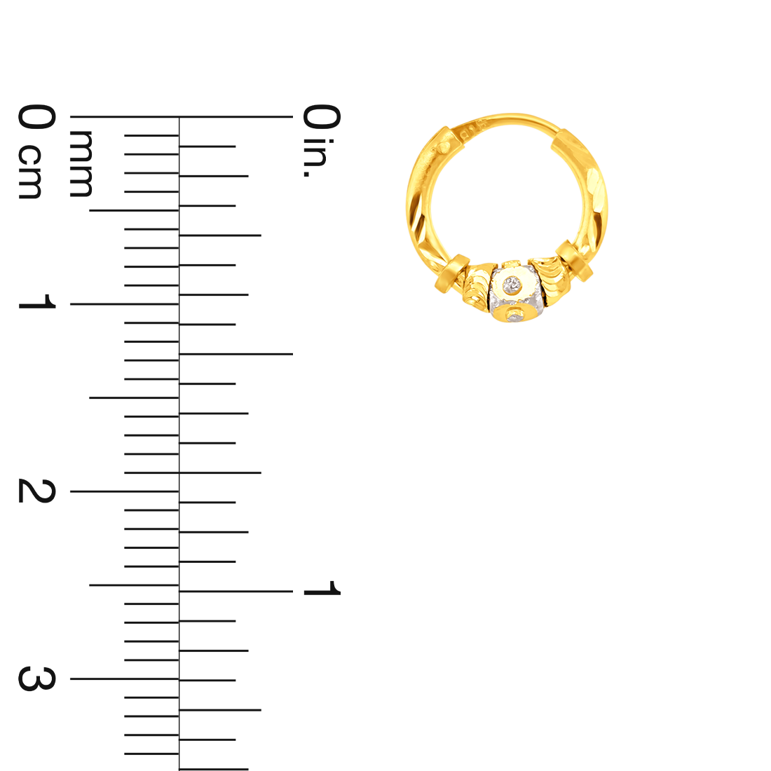 22K  Gold & Diamond Hoops Earrings