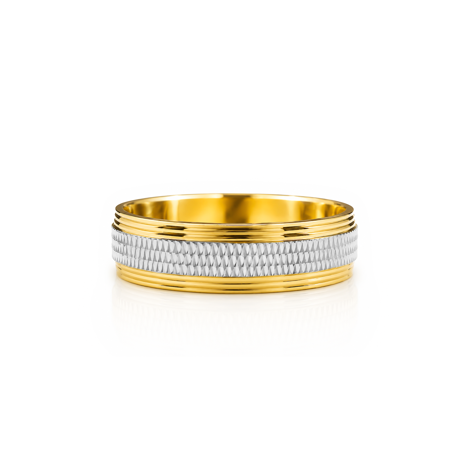 22K Gold Crosshatch Wedding Band