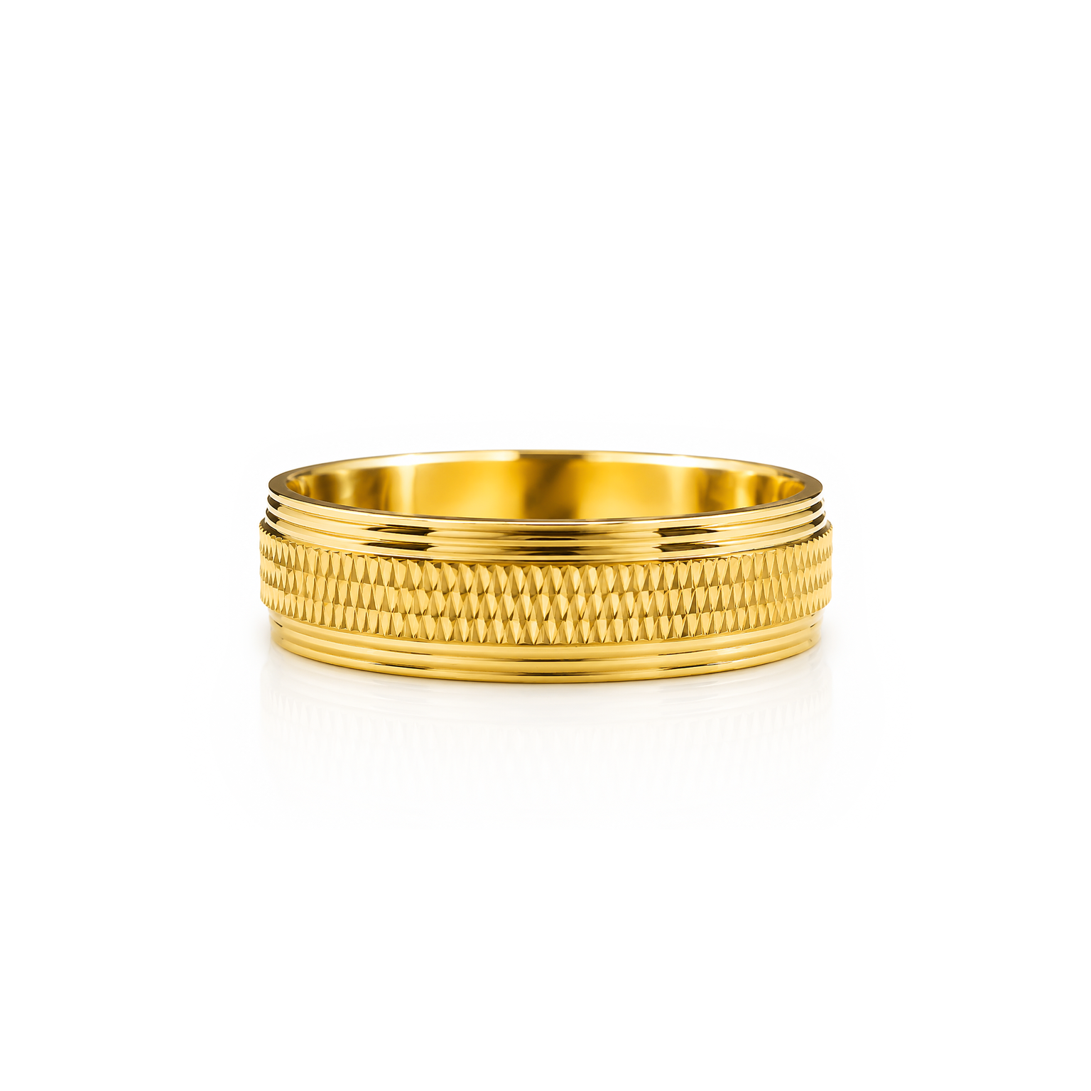 22K Gold Crosshatch Wedding Band