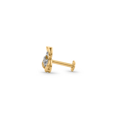 18K Gold Triple Swirl Diamond Nose Pin