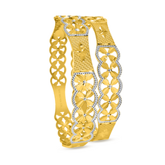22K Gold Floral Cut Bangles - Set of 2
