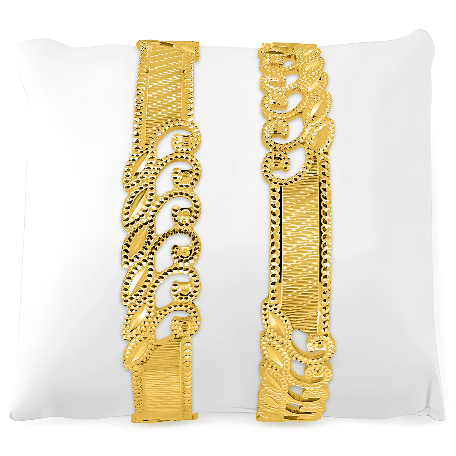 22K Gold Peacock Design Bangles - Set of 2