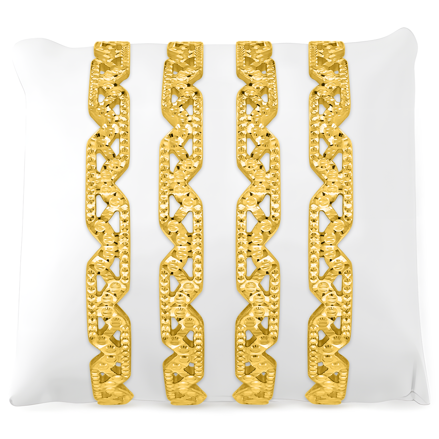 22K Gold Diagnol Cut Bangles - Set of 2