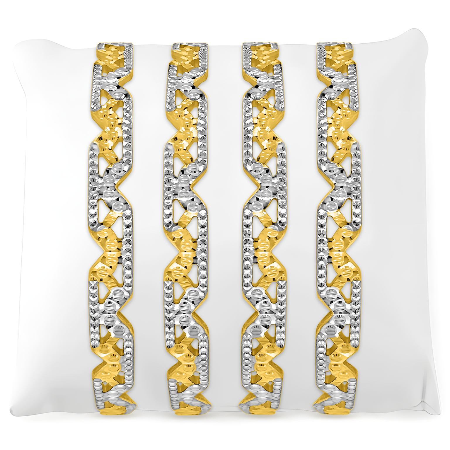 22K Gold Diagnol Cut Bangles - Set of 2