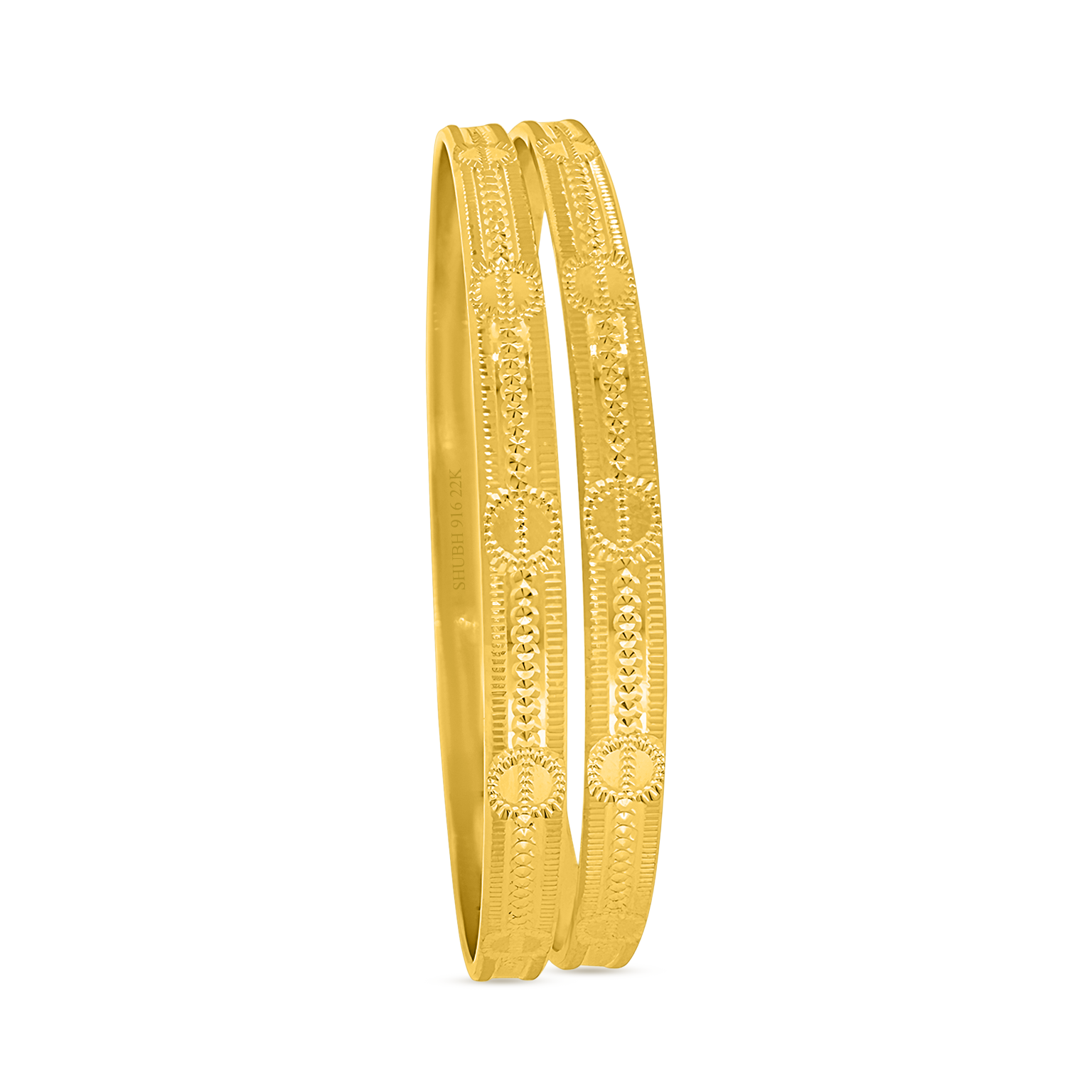 22K Gold Designer Bangles - Set of 2