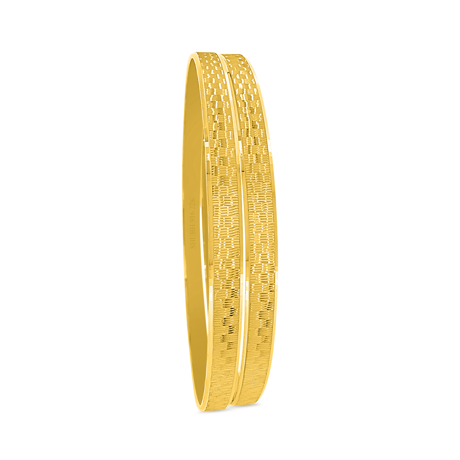 22K Gold 3d Texture Bangles - Set of 2