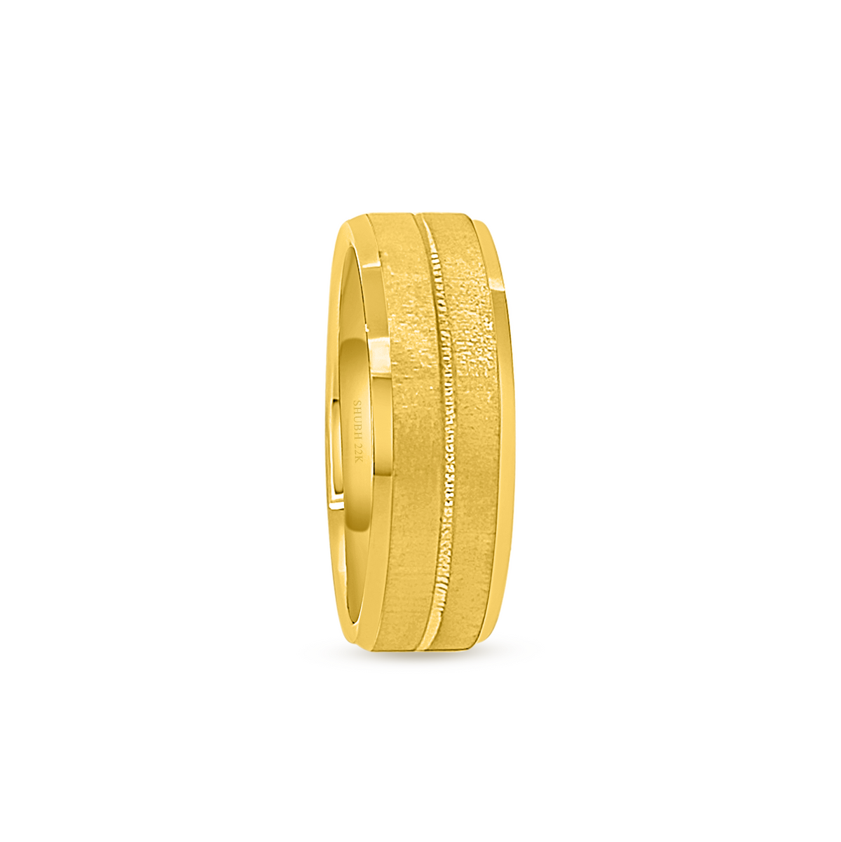 22K Gold Millgrain Matte Wedding Band