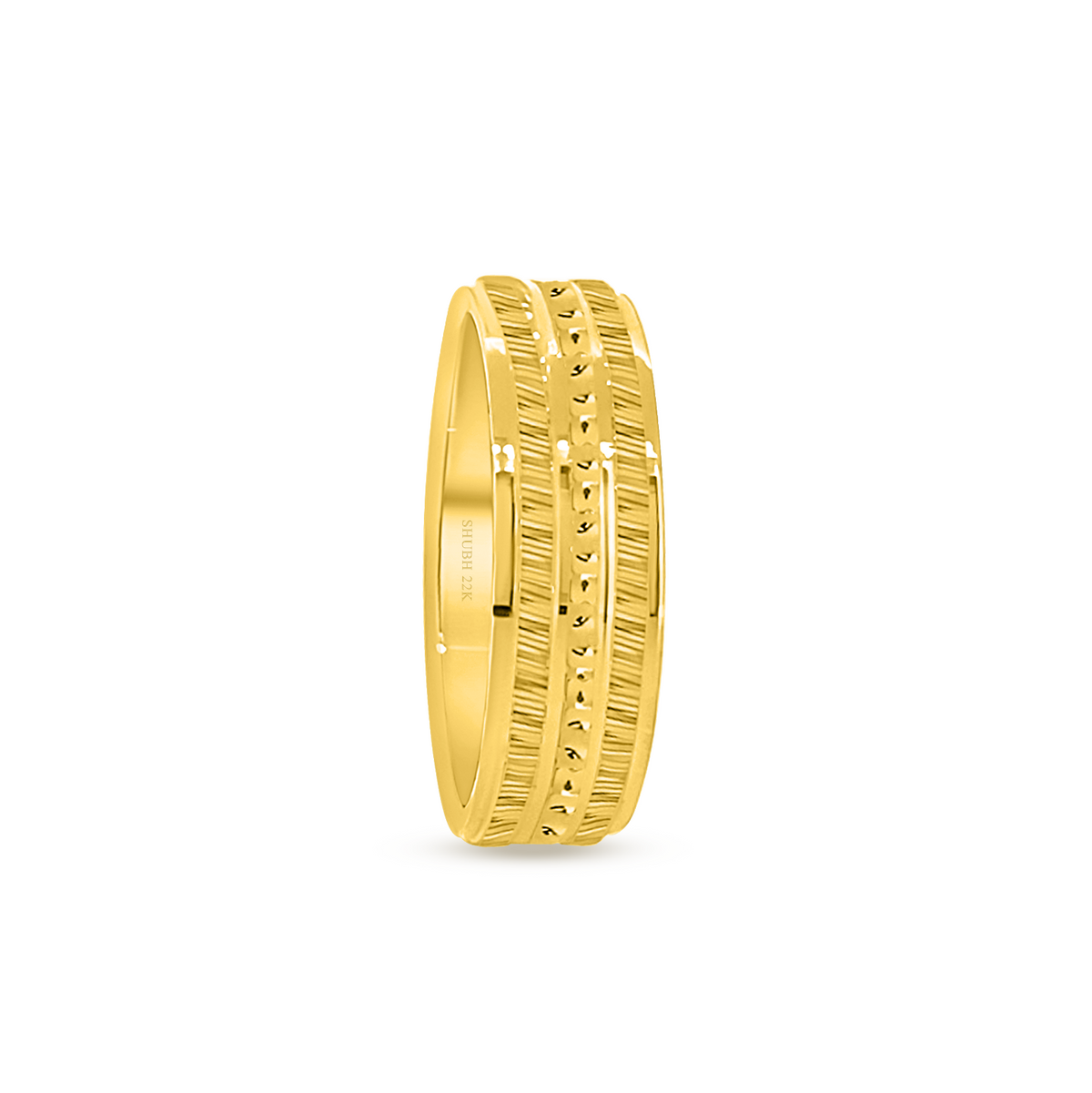 22K Gold Tri-Row Band