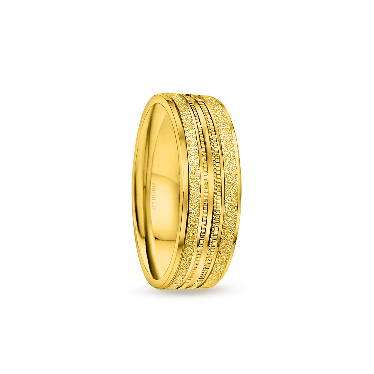 22K Gold StarDust Grain Wedding Band